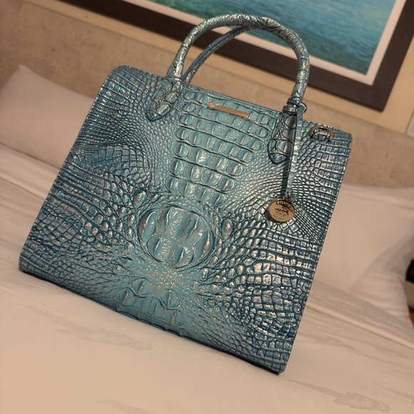 Brahmin Turquoise Embossed Satchel - Picture 5 of 5